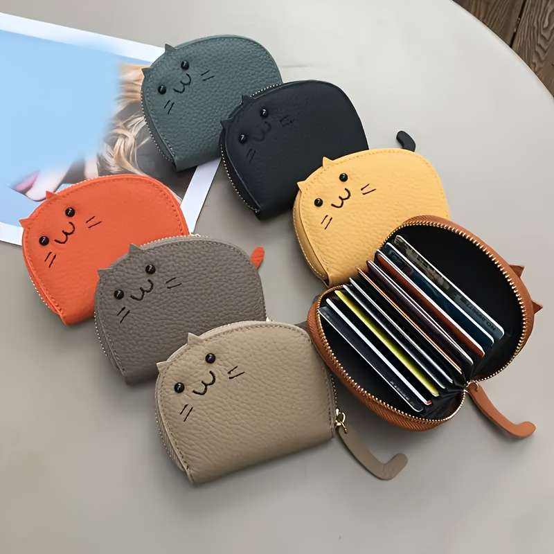 1pc Cat Card Holder for Women 2024 New Compact Internet Celebrity Cute Multi-Card Holder Advanced C