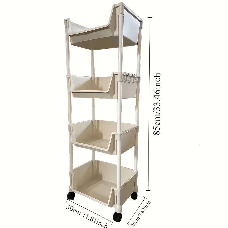 1pc Versatile White Rolling Storage Cart with Wheels Perfect for Living Room Bedroom Dorm Organizati