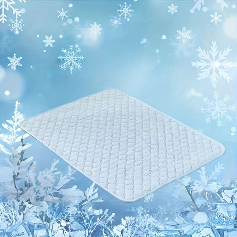 1piece Ice Silk Checkered Pad   Grey Cooling Pad