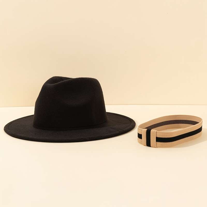 1pc Chic Women'S Fedora Hat with Striped Band Perfect for Outdoor Events Casual Wear And Parties