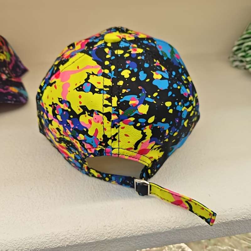 1pc Vibrant Tie-Dye Baseball Cap Lightweight Adjustable Polyester Sun Protection Toggle Closu