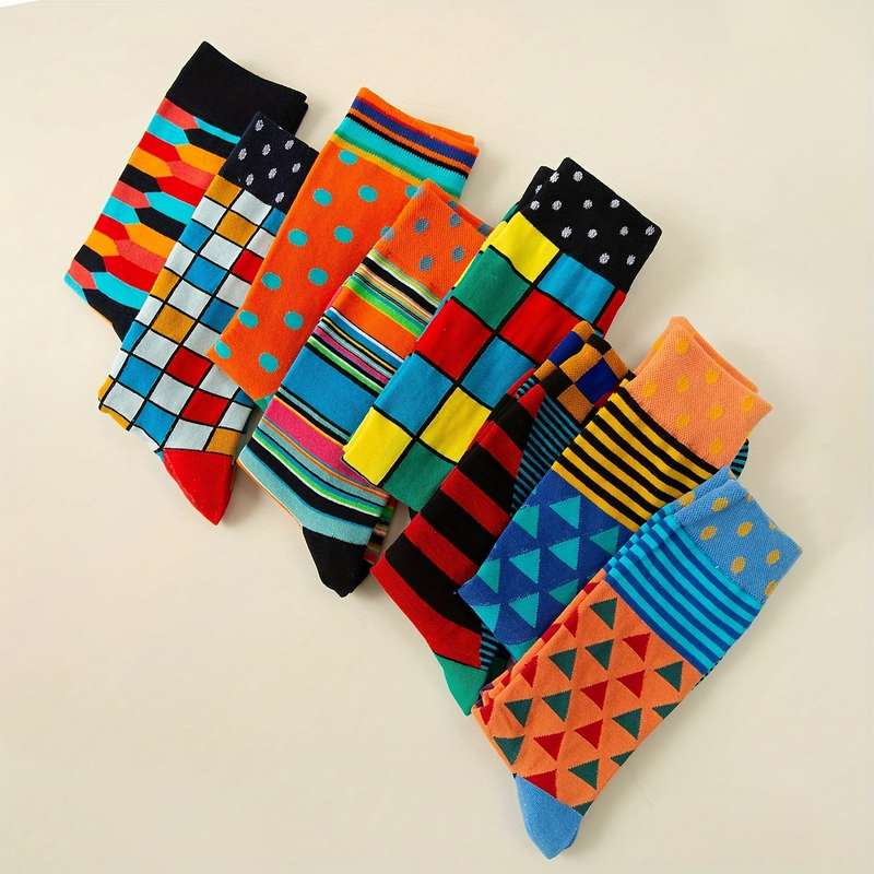 5 Pairs Mixed Color Random Pack One Size High Elastic Socks