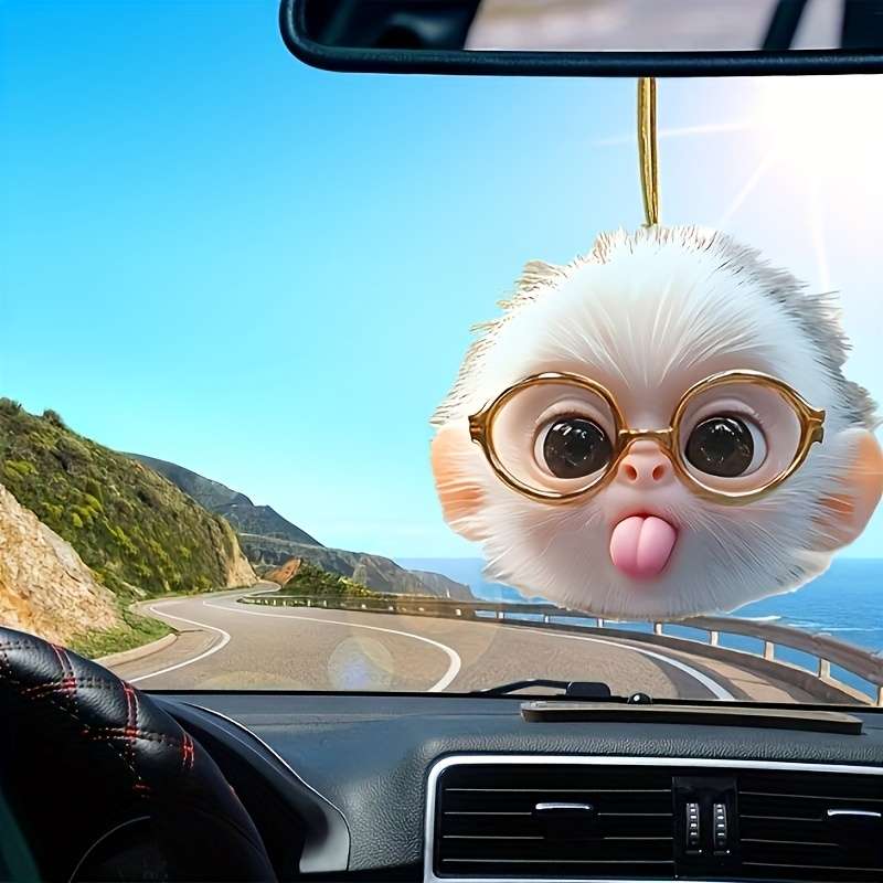 1pc 2D Flat  s  Acrylic Car Hanging Cute Glasses Monkey Cartoon Animal Acrylic Ornament