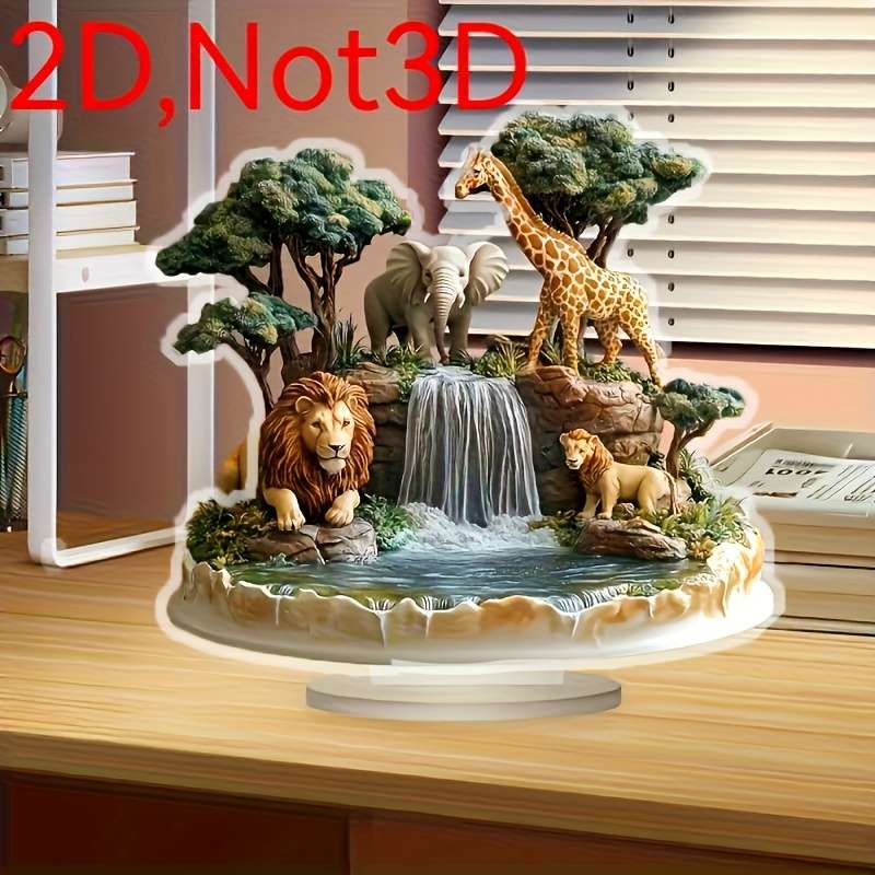 1pc 2D Flat   bohemian decorative ornaments African hunting scene waterfall lion giraffe