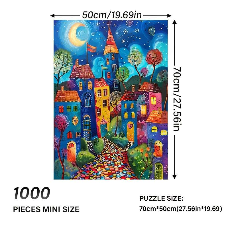 1000pcs Colorful Artistic Jigsaw Puzzle for Adults Vibrant Street Scene Paper Puzzl