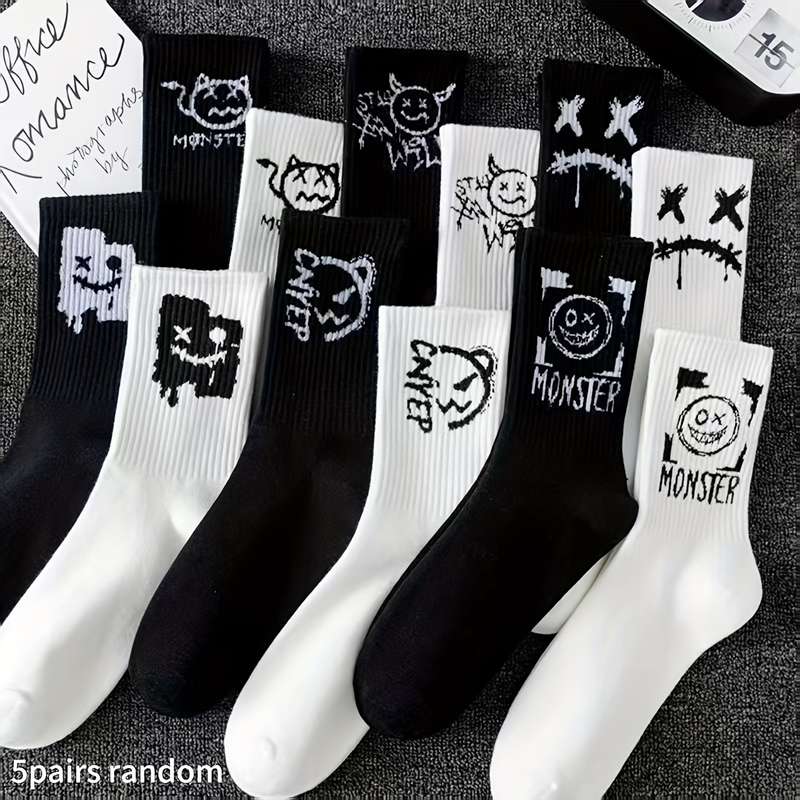 5 Pairs Random White One Size High Elastic Socks