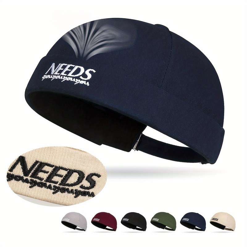 1pc Unisex Embroidered Brimless Hat Trendy Hip Hop Street Style Adjustable Fit with "NEEDS" Embr