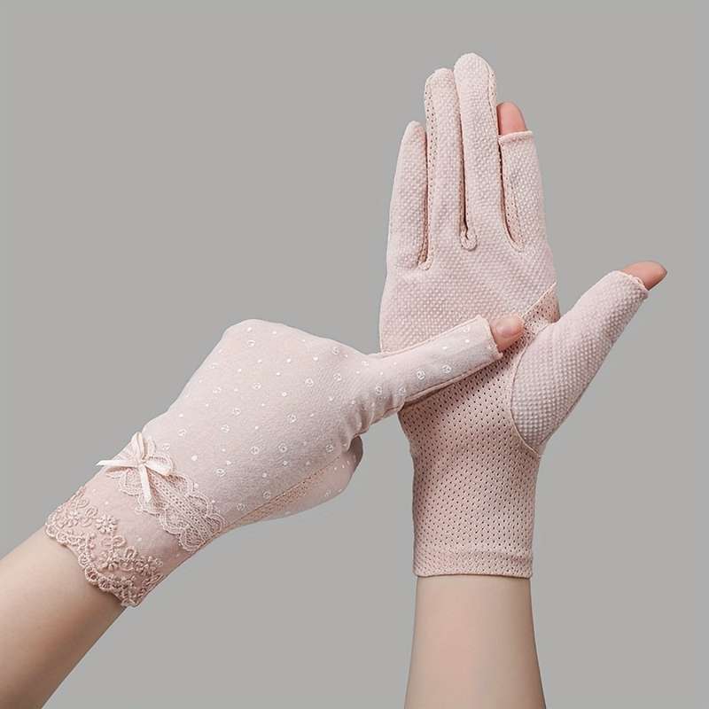 1 Pair Deep Pink Summer Lace Gloves
