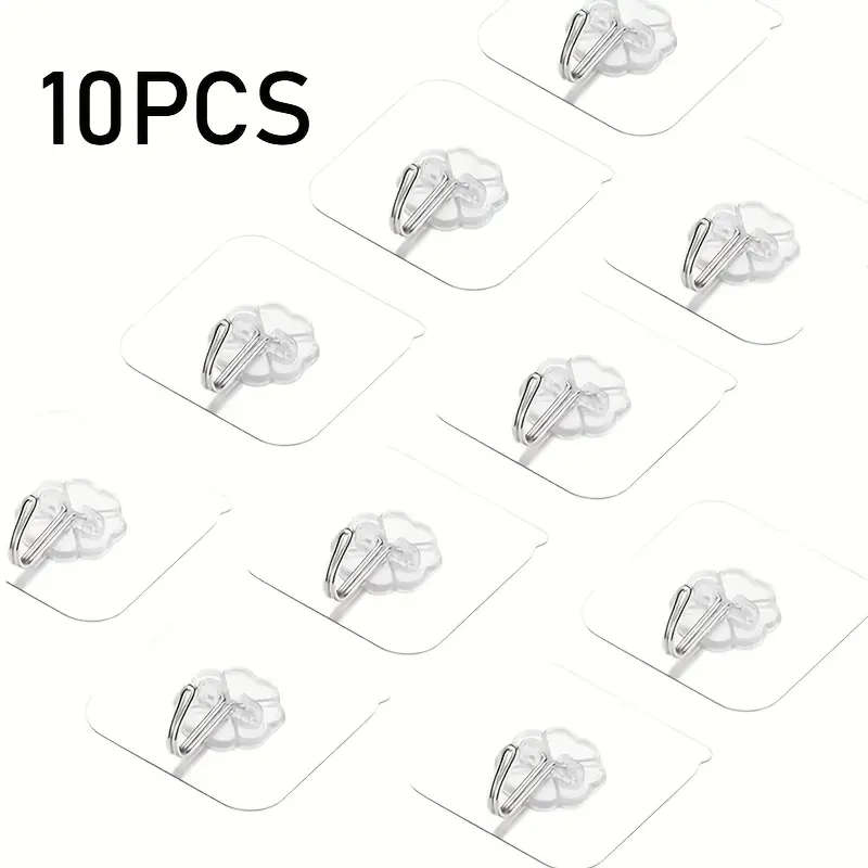 10 Piece Wall Hooks - Casual Style Plastic Utility Hook Set for Keys Hats Towels Easy to Install