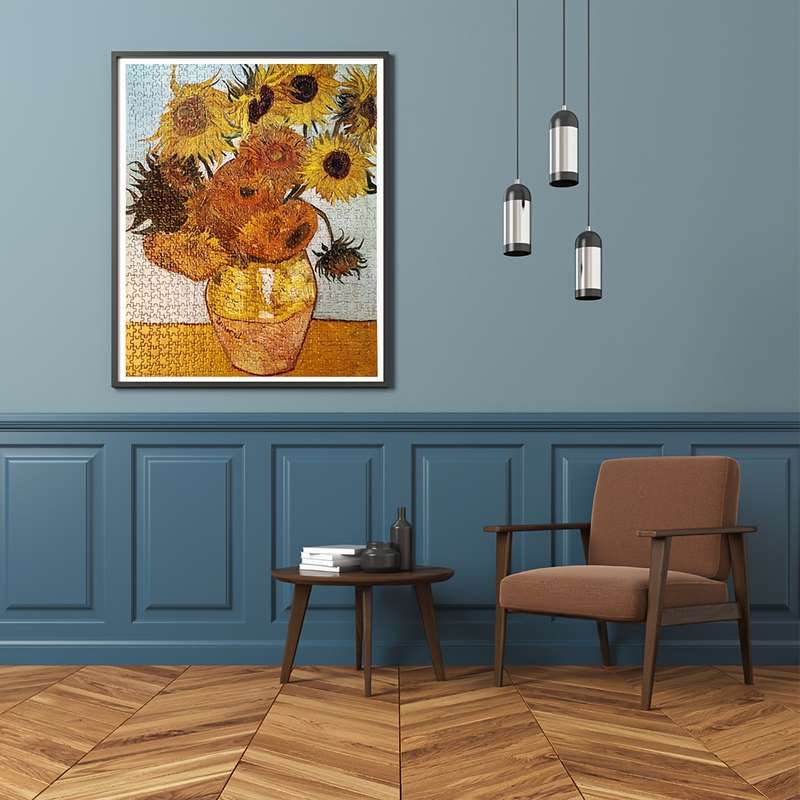 1000pcs Puzzle with Gift Bag Van Gogh Sunflower 68x49cm 1000pcs Gray Card Jigsaw Puzz