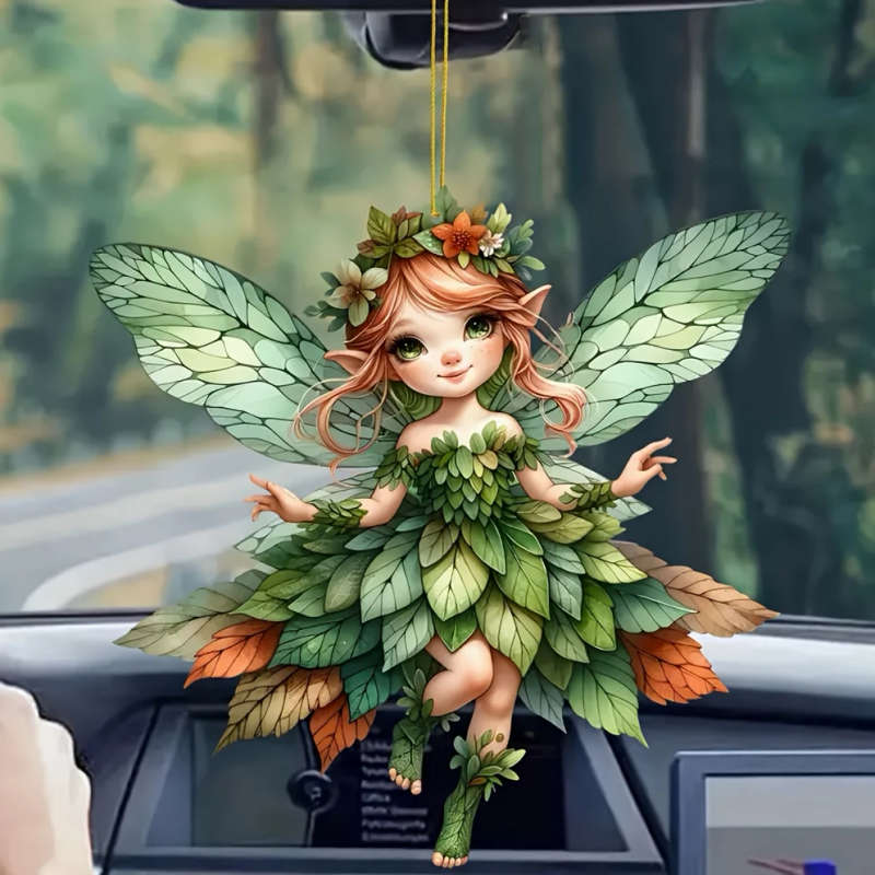 1pc Whimsical Flower Fairy Acrylic Pendant Necklace Vibrant 2D Decor for Car Rearview Mirror Bags Ke