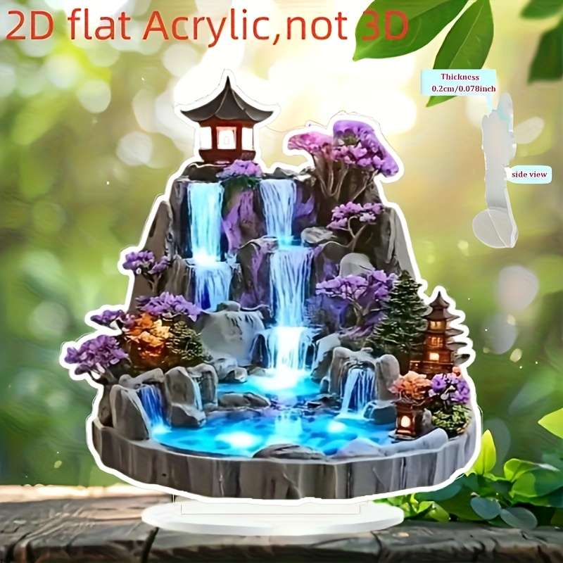 1pc 2D Flat  A  Design Featuring a Bohemian Acrylic Japanese Garden Tabletop Decoration Co