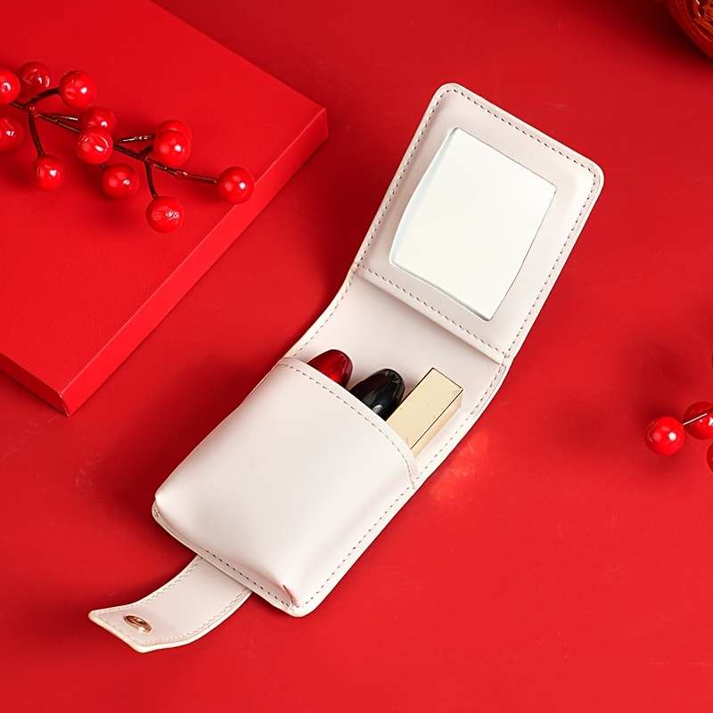 1pc Portable Mini Lipstick Case White Color Lightweight Positioning Printing No Edge Paint Sma