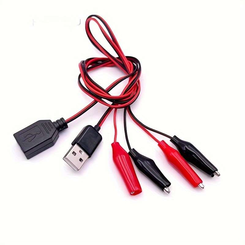 2pcs Male and Female Connection Adapter Cables Crocodile Test Clip USB