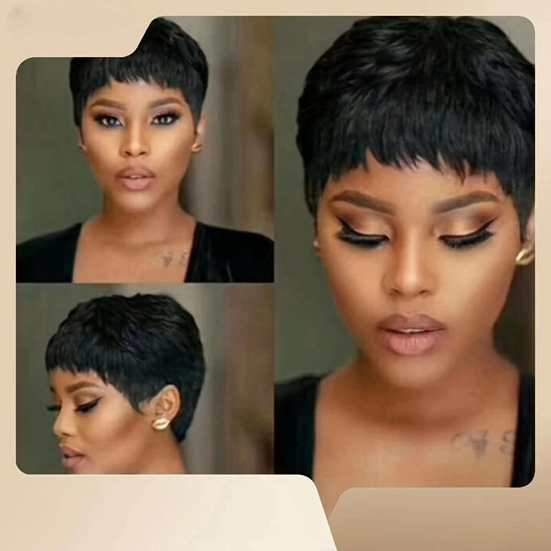4 Inch Pixie Short Wig With Bangs