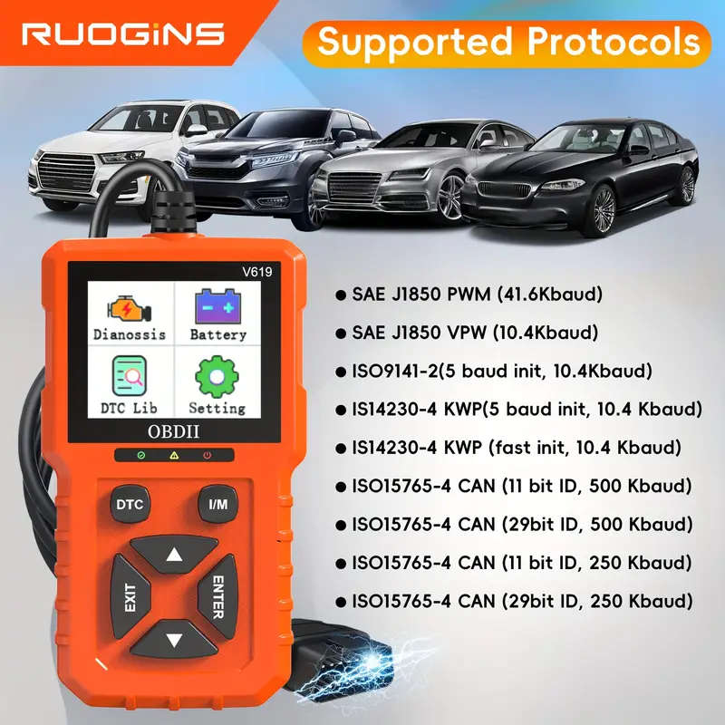 OBD2 Scanner Car Code Reader Check Engine Light Diagnostics OBDII EOBD Computer Scan Tool Auto Teste