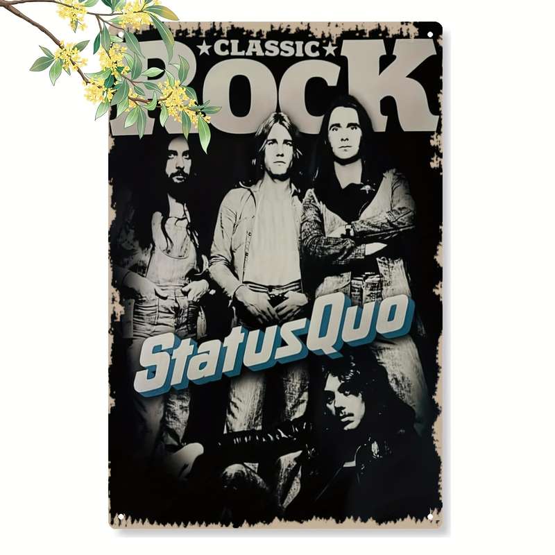 1pc 2D  Metal Iron Signboard Status Quo Classic Rock Band Poster Nostalgic British Rock Style Pe