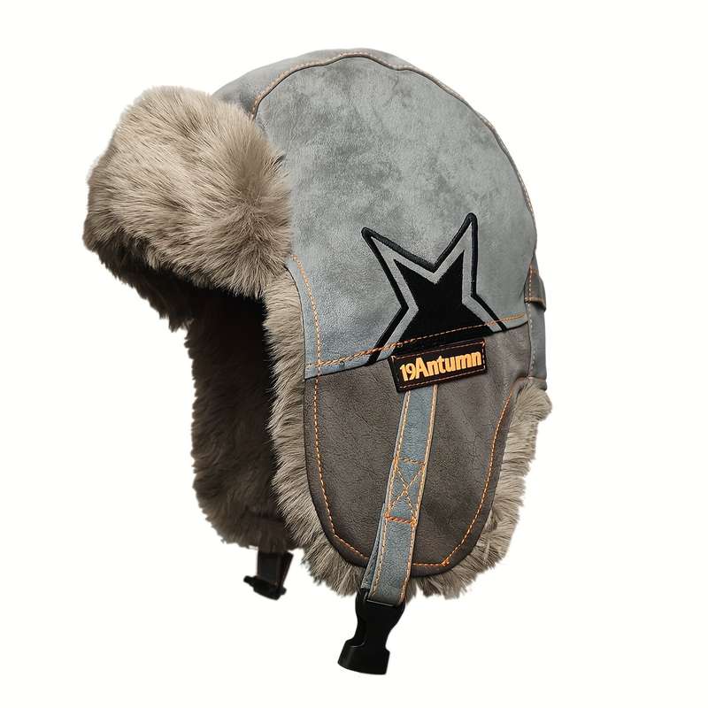 1pc Unisex Retro Geometric Pattern Suede Velvet Winter Beanie Thickened Insulation Windproof Ear