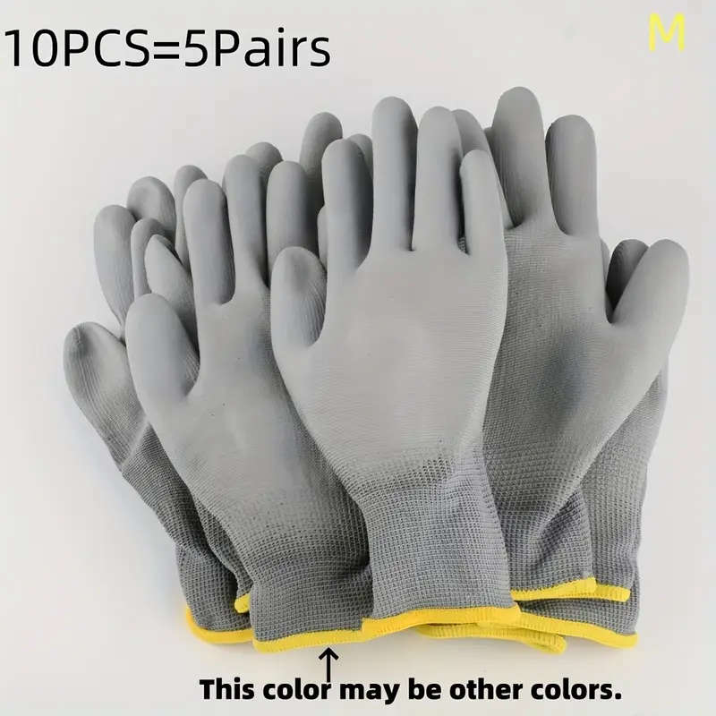 10pcs Outdoor Multifunctional Gray Gloves Size M Anti-slip and Wear-resistant Suitable for Gardening