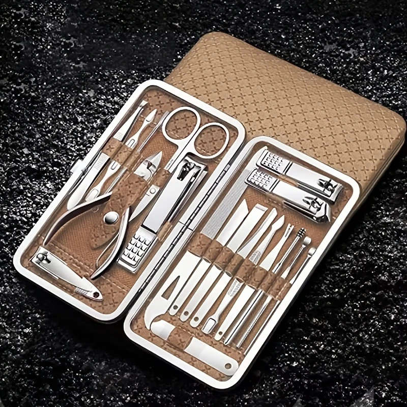 19pcs Golden Nail Tools Fitting Nail Shape Easy Trimming Nail Clippers Nail Scissors Set Special Tri