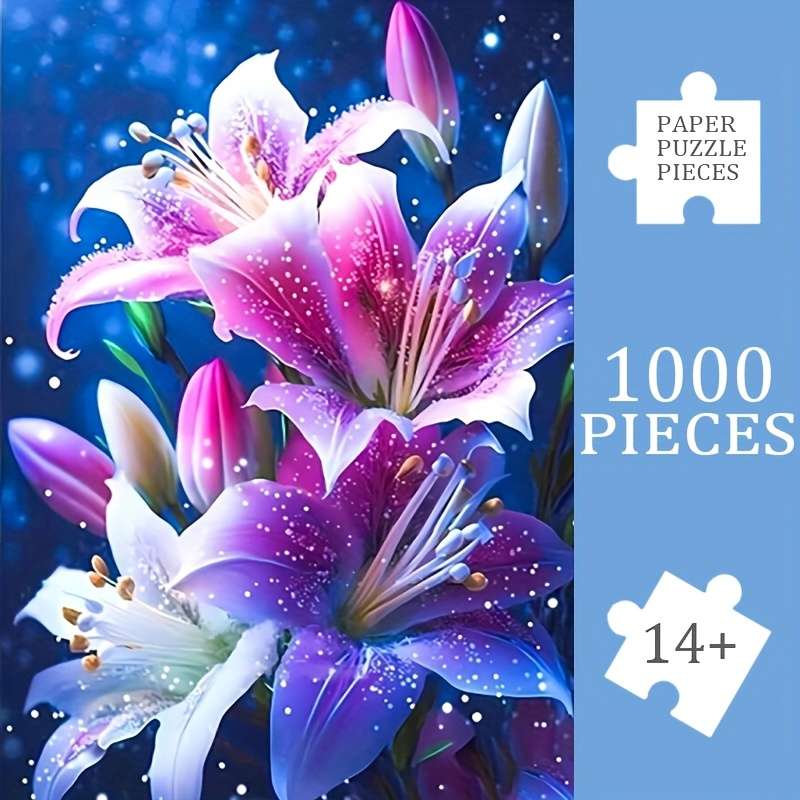 1000pcs Giant Flower Puzzle 50x70cm 19.7x27.6in Premium Thick Durable Paper DIY