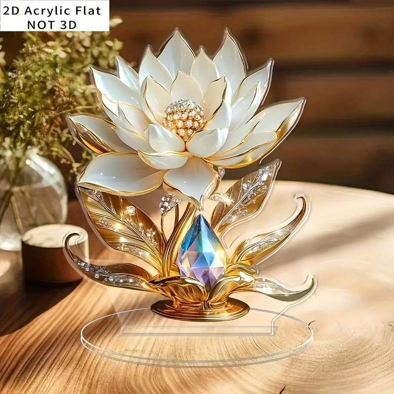 1pc 2D Flat  Elegant  Acrylic for Lotus Flower Display Stand Bohemian Style Desktop Decor with