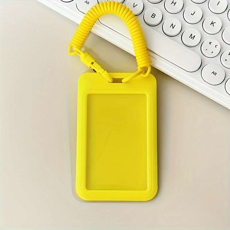1pc Men's Sleek Black Card Holder with Elastic Cord Durable Plastic Casual Style