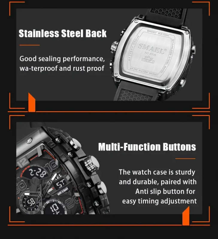 SMAEL Men's Stylish Digital Watch - All Black