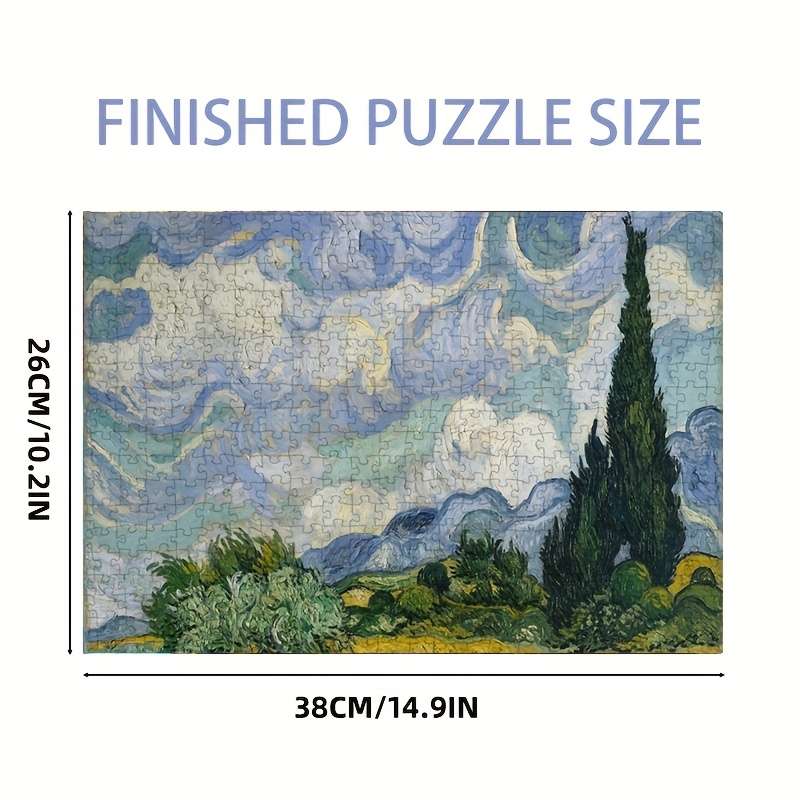 1000pcs Van Gogh Wheatfield with Cypresses Art Puzzle 38.1x35.56 cm Mini Jigsaw wit