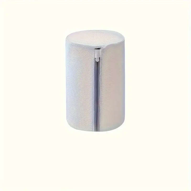 1pc Oval Polyester Laundry Bag with Zipper Closure Knitted Fabric Washing Machine Protector for Shoe