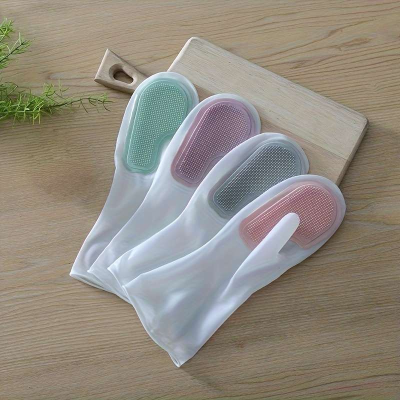 2pcs Colorful Waterproof Rubber Latex Dishwashing Gloves Ideal for Kitchen Bathroom Outdo
