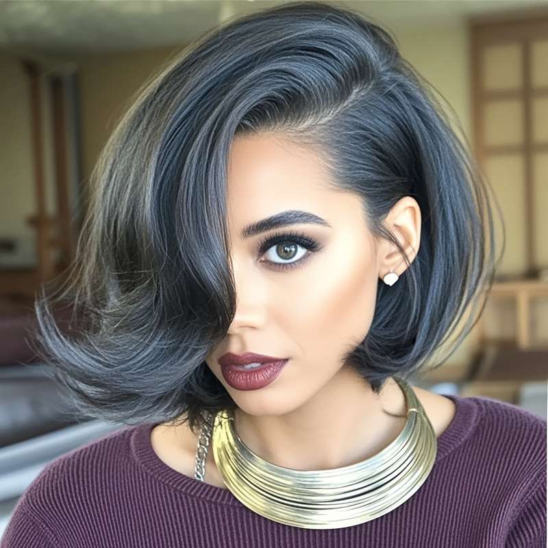 1Pc Black 30.48cm Fashion Design Wig