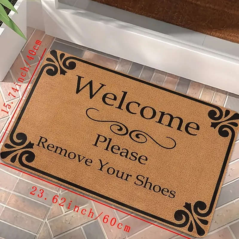 1pc Boho Chic Brown Welcome Door Mat Machine Washable Non-Slip Lightweight Dirt-Resistant Polyester