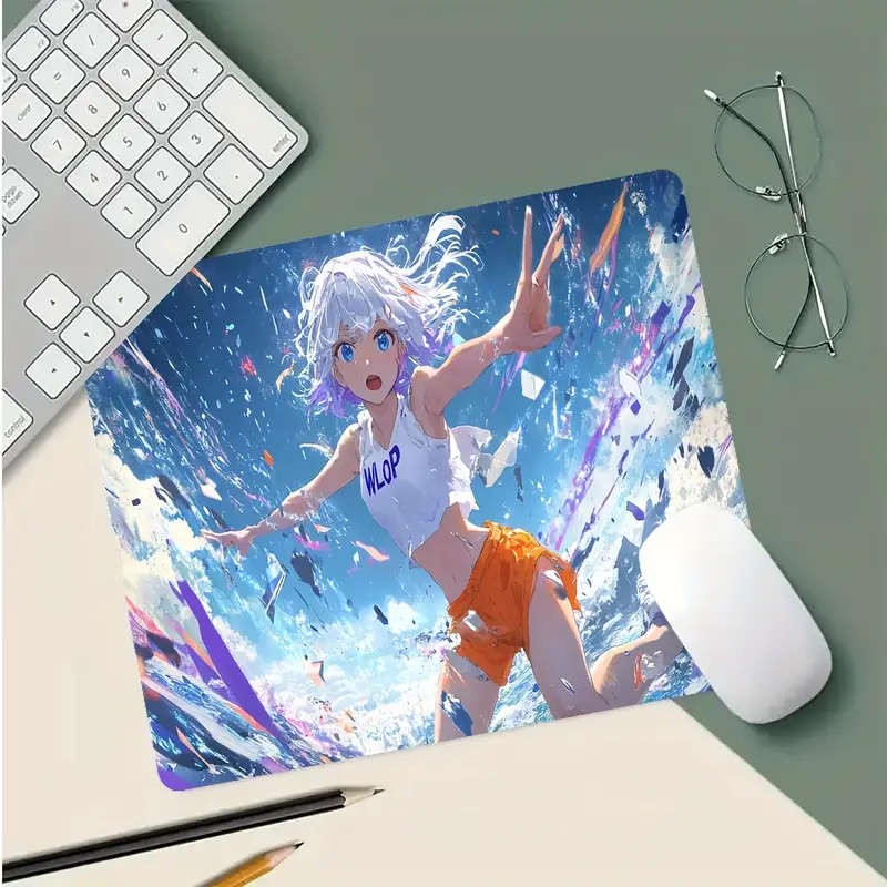 1pc 21x26cm 2D Girl Rubber Non-Slip Mouse Pad Office Desk Accessory