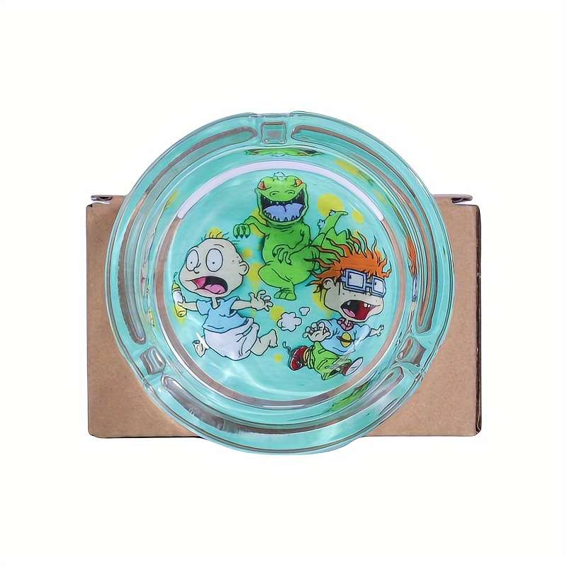 1pc Charming Cartoon Flower Glass Ashtray 85mm Round Perfect for Home Use Gifts