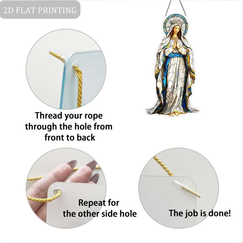 1pc 2D Flat  Virgin Mary SunCatchers  Acrylic Colored 22.86 cmX 18.8cm for Birthday Garden