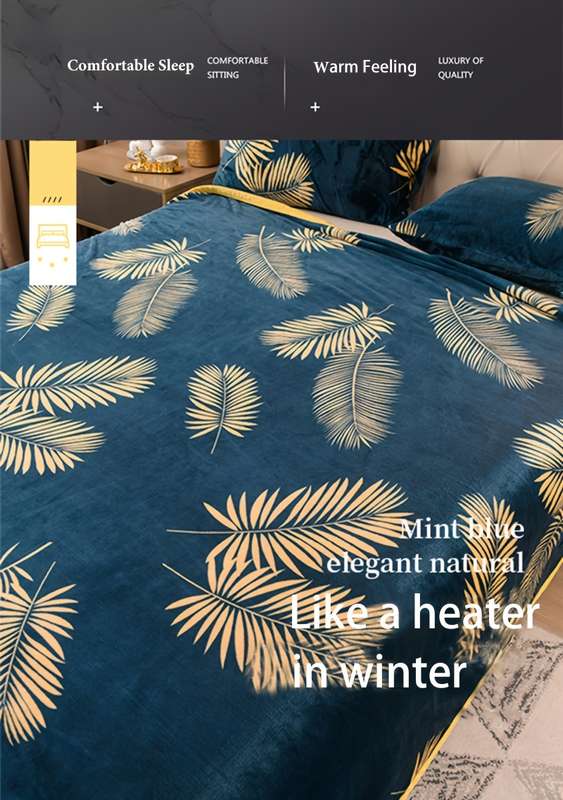 1ps Blanket Size 200X230Cm Style Golden Leaves