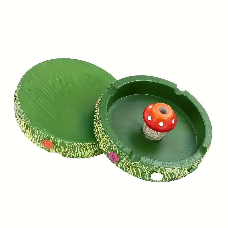 1pc Whimsy Woods Round Resin Mushroom Ashtray Miniature Decorative Non-Electric Desk Accessory