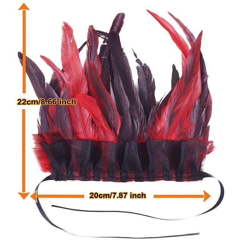 1 Pair Rose Red Feather Lace Hand Gloves