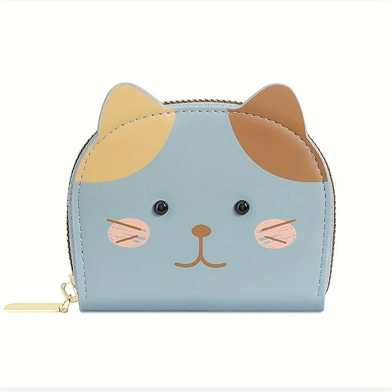 1pc Girl's Wallet Card Holder Women's Mini Coin Purse with 2 Coin Compartments + 9 Card Slots Cute
