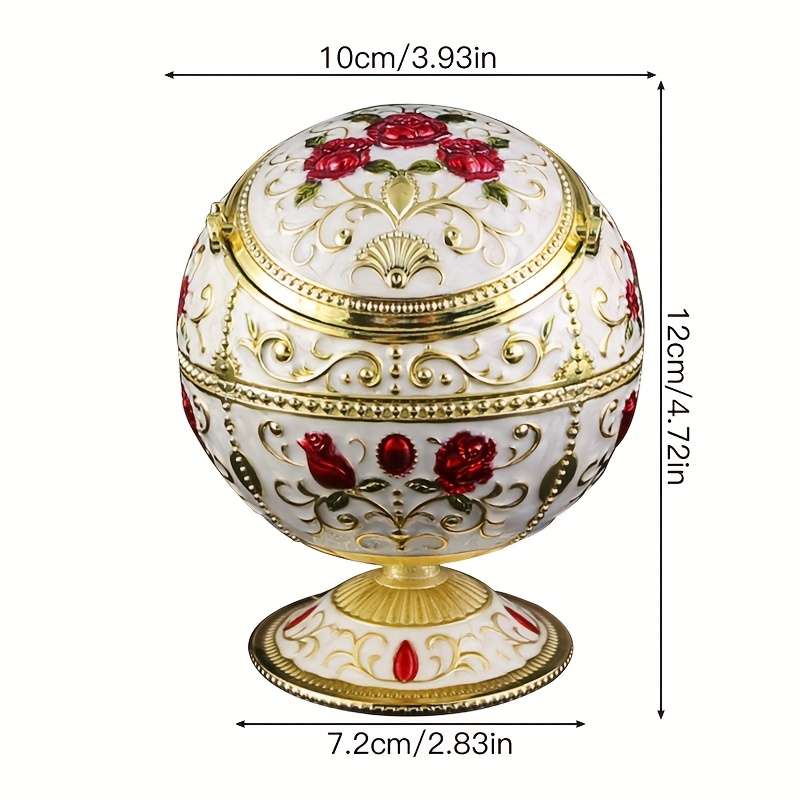 1pc Burronwood Elegant Rose-Shaped Zinc Alloy Ashtray with Lid Smoke-Free Windproof Easy to Cl