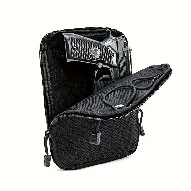 1pc Classic Ambidextrous Nylon Gun Holster with Zipper Closure Versatile Concealed Carry Waist Bag f