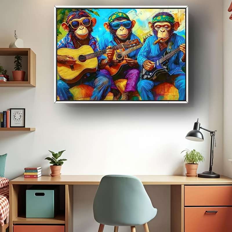 1000pcs Jigsaw Puzzle Playful Monkeys with Guitars Scene High-Quality Paper Mul