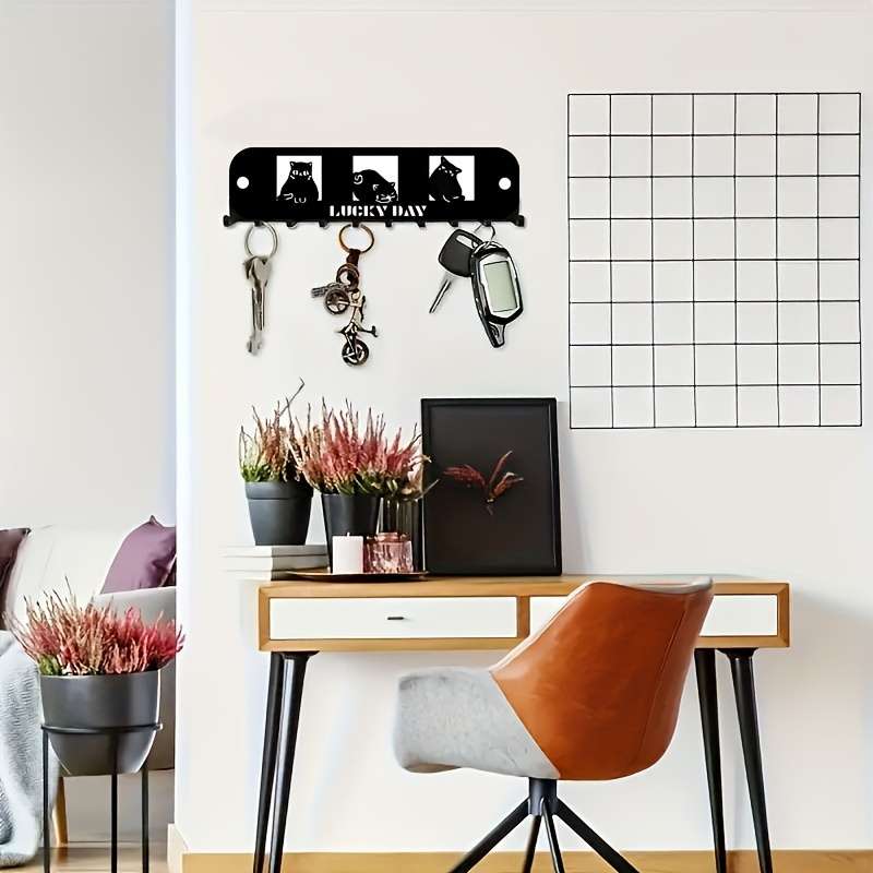1pc Cute Three Kittens Multifunctional Hook Key Hook Clothes Towel Hook Kitchen Supplies Hook Wall