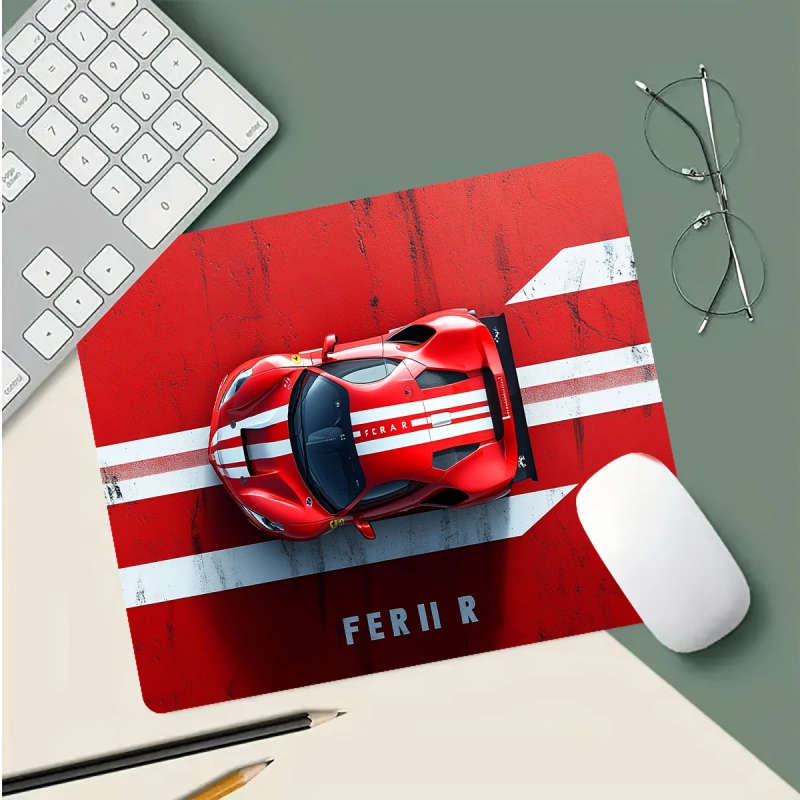 1pc 21x26cm Stylish Red Sports Car Mouse Pad Vibrant Durable Rubber Non-Slip Base