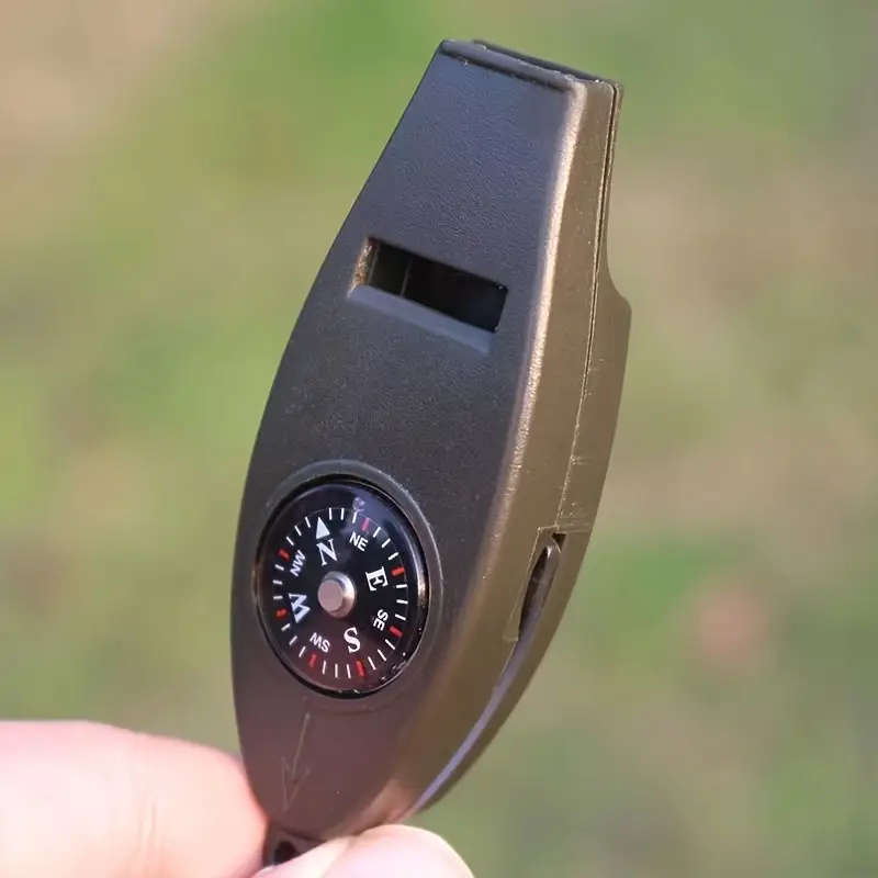 4in1 Emergency Survival Whistle with Keychain Lanyard - Loud Durable ABS Includes Compass