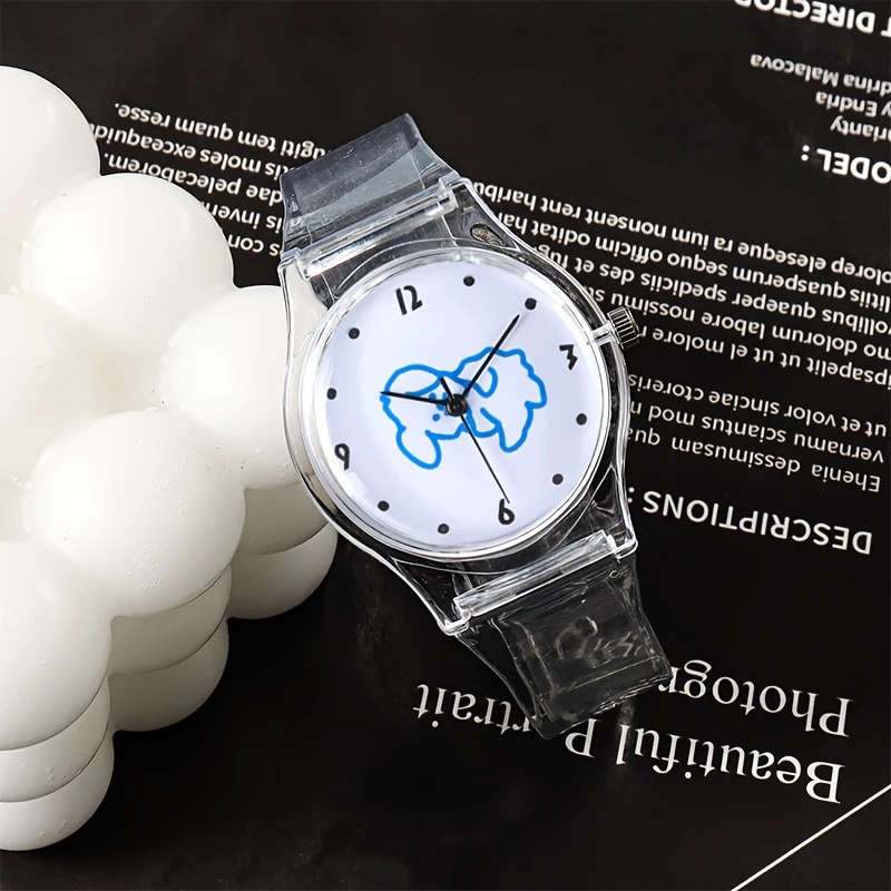 1pc Simple Transparent Student Portable Electronic Watch Color Sent Randomly