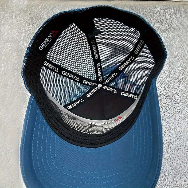 1pc Baseball Cap with Snow Mountain Embroidery Adjustable Snapback Sporty Blue White Strip