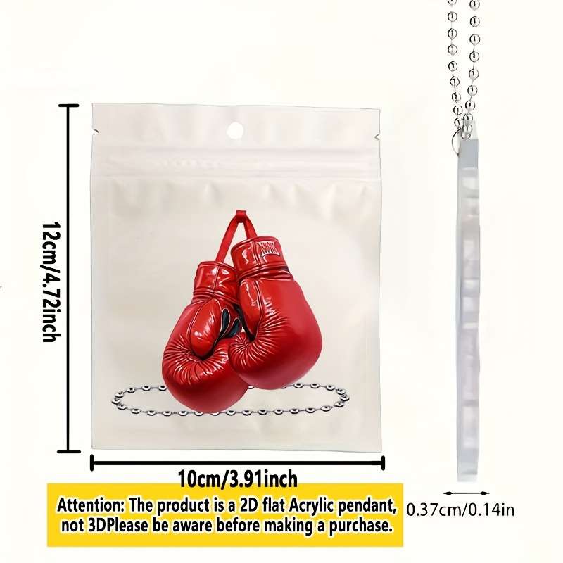 1pc 2D Flat  Sporty Boxing Glove  Acrylic Pendant Versatile Car Rearview Mirror Charm Keycha