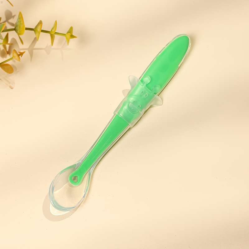 1pc Baby Silicone Spoon Food Grade Feeding Spoon with Bright Pink Color White Blue Green Co